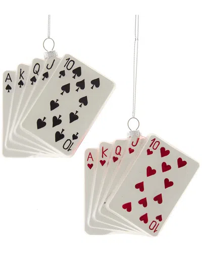 Kurt Adler Set Of 2 4.5 Glass Playing Cards Ornaments In Multi