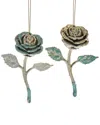 Kurt Adler 4.8plastic Aqua/gold Rose Orn 2/a In Multi
