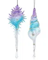 Kurt Adler 7.7blue/pur Shell W/dangle Orn 2/a In Multi