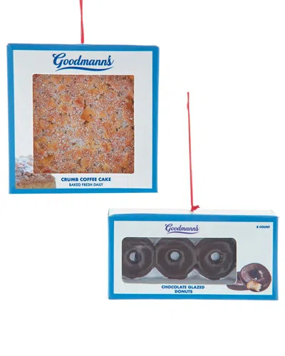 KURT ADLER KURT ADLER SET OF 2 BOXED CRUMB COFFEE CAKE & DONUTS ORNAMENTS