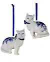 Kurt Adler 2.5porcelain Delft Blue Cat Orn 2a In Multi