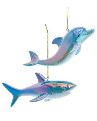 Kurt Adler 5electroplate Shark/dolphin 2/a In Multi