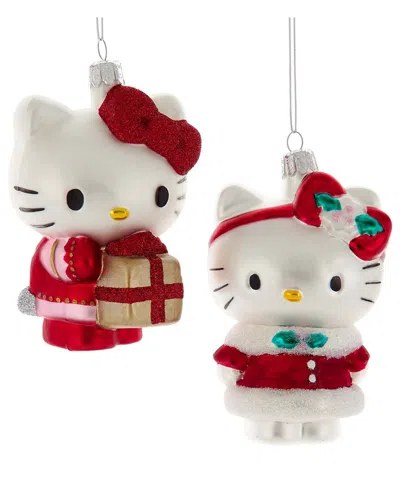 KURT ADLER KURT ADLER SET OF 2 GLASS HELLO KITTY™ ORNAMENT
