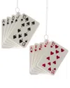 Kurt Adler Set Of 2 Glass Playing Cards Ornaments In Multi