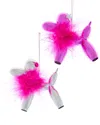 Kurt Adler 3.7pink/silv Balloon Dog W/fur 2/a In Pink