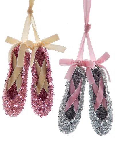 Kurt Adler 4.7plstc Glttr Ballet Shoes Orn 2a In Multi