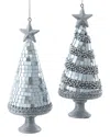 Kurt Adler Set Of 2 Silver Mirror Christmas Tree Ornaments In Silver