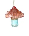 Kurt Adler Set Of 2 Teal & Desert Rose Mushroom Ornaments In Blue