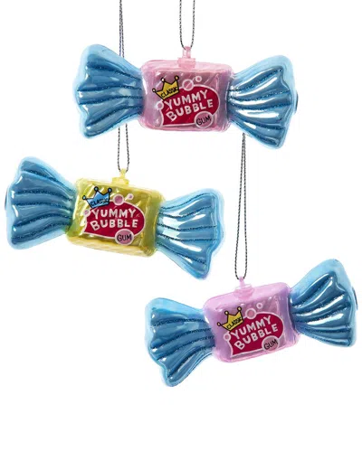Kurt Adler Set Of 3 1.5in Glass Bubblegum Ornaments In Multicolor
