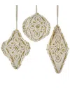 Kurt Adler Set Of 3 3 3/4-6in Macrame Finial/drop Ornaments In Multicolor