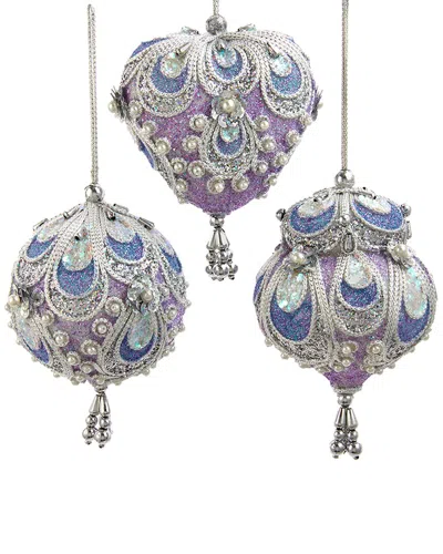 Kurt Adler Set Of 3 3-5.5in Ornaments In Multicolor