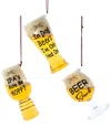 Kurt Adler Set Of 3 3.3-4in Glass Beer Glass Ornaments In Multicolor