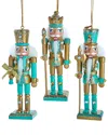 Kurt Adler 6wdn Gold/aqua Nutcracker Orn 3/a In Gold