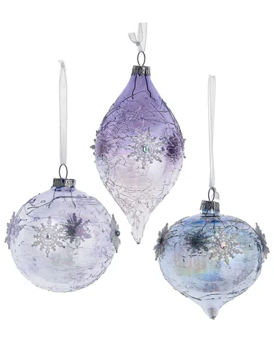 Kurt Adler Set Of 3 70mm-80mm Glass Lavender In Purple