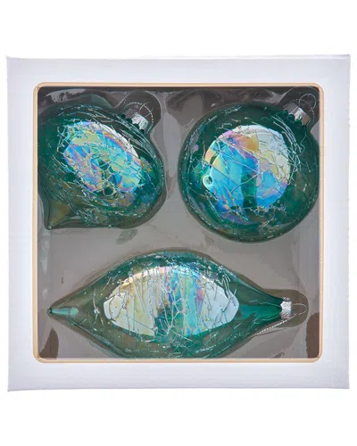 KURT ADLER KURT ADLER SET OF 3 80MM FINIAL/ONION/BALL ORNAMENTS