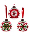Kurt Adler Set Of 3 83mm Early Years Reflector Ornaments In Multicolor