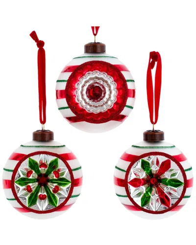 Kurt Adler Set Of 3 83mm Early Years Reflector Ornaments In Multicolor