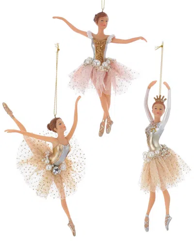 Kurt Adler Set Of 3 Ballerina Ornaments In Multi