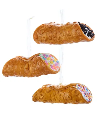 Kurt Adler Set Of 3 Cannoli Ornament In Brown