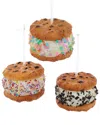 Kurt Adler Set Of 3 Foam Ice Cream Sandwich Ornaments In Multi