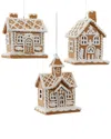 Kurt Adler Set Of 3 Gingerbread House Ornaments In Brown