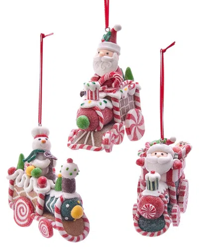 Kurt Adler Set Of 3 Gingerbread Santa In Red