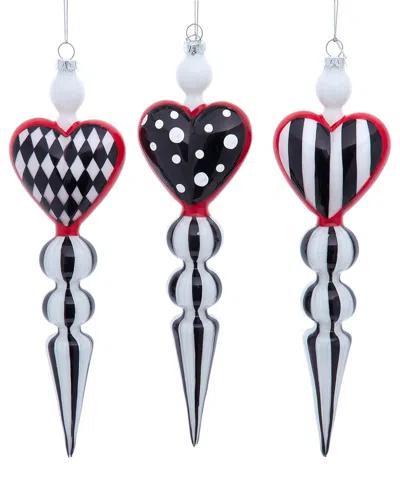 Kurt Adler Set Of 3 Glass Black In Multi