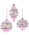 Kurt Adler Set Of 3 Glass Bubblegum Ball In Pink