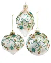 Kurt Adler 3-5.5gls Ball/onion/drop Orns 3/a In White