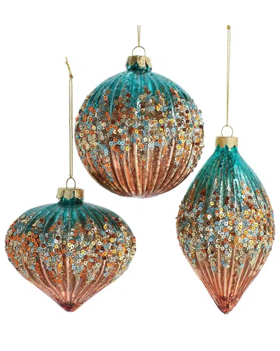 Kurt Adler 4teal/rose Ball/drop/onion Orns 3a In Multi