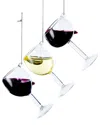 Kurt Adler Set Of 3 Glass Wine Glass Ornaments In Multi