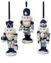 Kurt Adler Set Of 3 Porcelain Delft Blue Nutcracker Ornaments In Blue