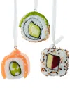 Kurt Adler Set Of 3 Sushi Ornaments In Multi