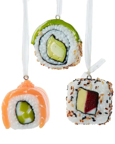 Kurt Adler Set Of 3 Sushi Ornaments In Multi
