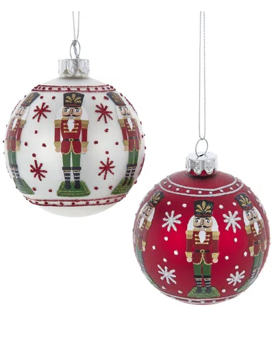 Kurt Adler Set Of 4 3in Nutcracker Design Glass Balls Ornaments In Multicolor