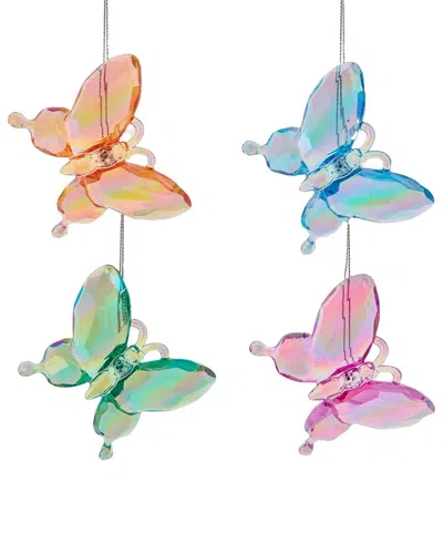 Kurt Adler Set Of 4 Butterfly Ornaments In Multi
