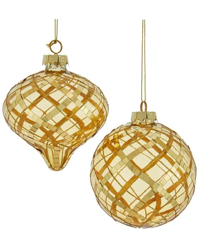 Kurt Adler Set Of 4 Gold Balls Ornaments