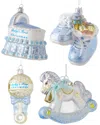 Kurt Adler Set Of 4 Noble Gems Glass Baby Boy Ornaments