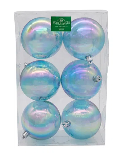 Kurt Adler Set Of 6 80mm Plastic Balls Ornament In Multicolor