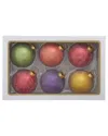 Kurt Adler Set Of 6 80mm Solid Glass Balls Ornaments
