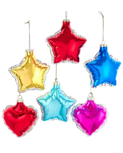 Kurt Adler 4.5gls Heart/star Balloon Orns 6a In Multi