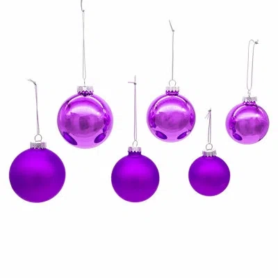 Kurt Adler Shiny And Matte 20 Piece Ball Ornament Set In Matte Purple