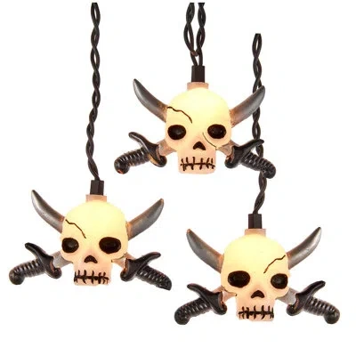 Kurt Adler Skull With Silver Sword 10 Light String Lighting
