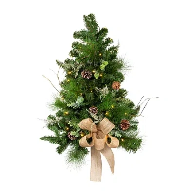Kurt Adler Snowy Silver 2 Foot Pre-lit Christmas Tree In Green