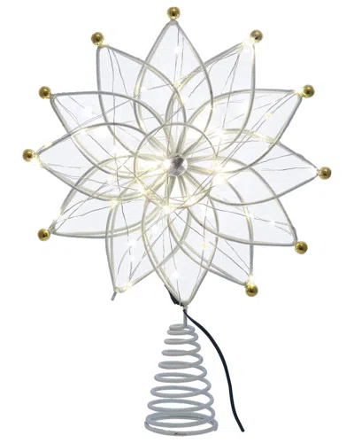 Kurt Adler Stunning 14.5-inch 50-light Warm White Led 12-point Star Tree Topper In Metallic