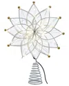 Kurt Adler Stunning 14.5-inch 50-light Warm White Led 12-point Star Tree Topper In Silver