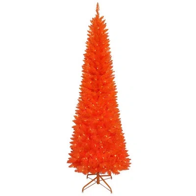 Kurt Adler Stunning Prelit Halloween Orange Slim Tree
