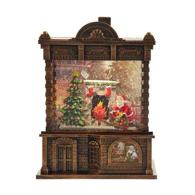 Kurt Adler This 5.84" Battery Operated Lighted Santa Fireplace Water Lantern House From  In Brown