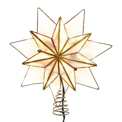 Kurt Adler This 9.45" Ul 10-light 7-point Gold Glittered Capiz Star Treetop From  In Clear