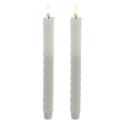 Kurt Adler This 9.7" Battery Operated Led Flicker Flame Diamond Shaped Taper Candle Set From  In White